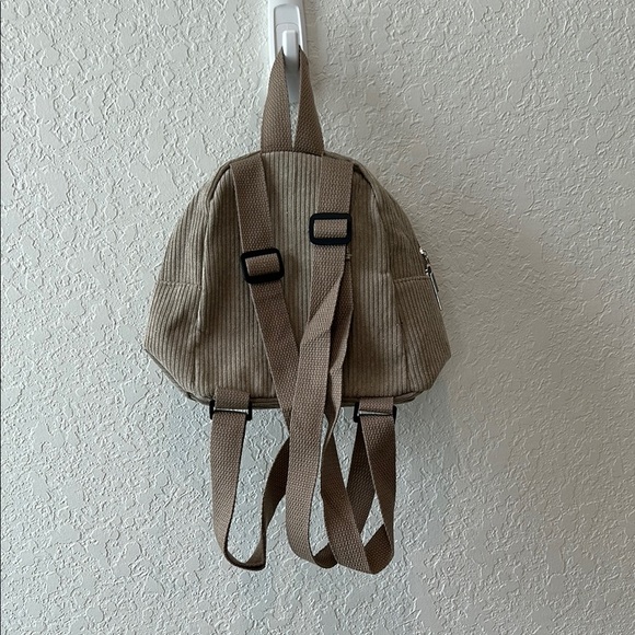 Tan Corduroy Compact Backpack Everyday Style - Picture 4 of 4